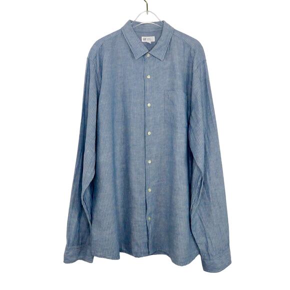 GAP Men's Blue Button Down Shirt Standard Fit Stretch Dress Shirt Large Preppy - Picture 1 of 7